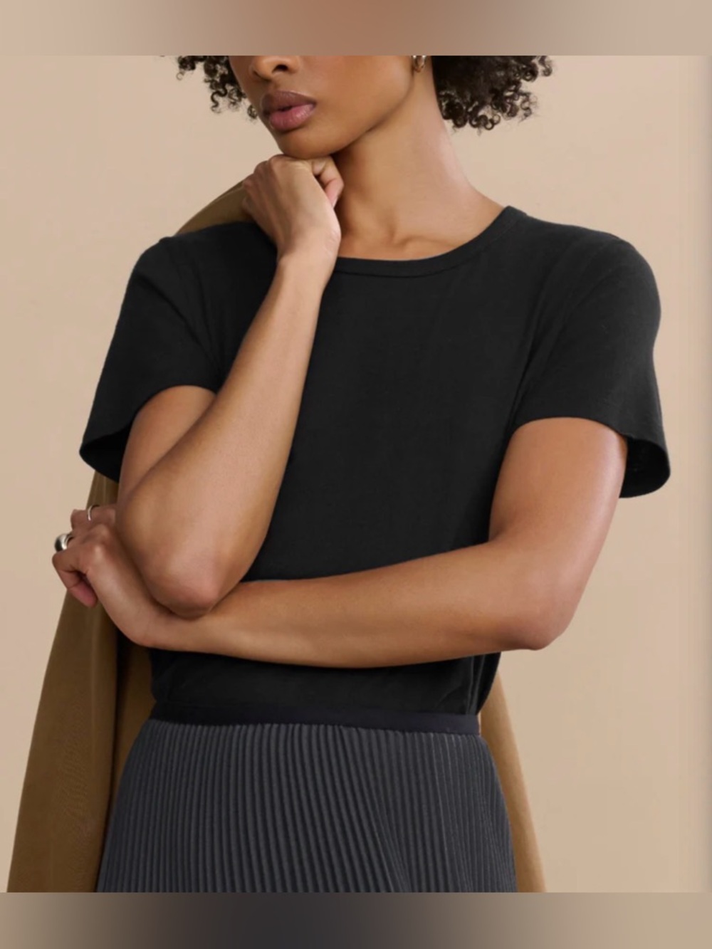 Jenni Kayne Slim Cotton Tee in Black size XS